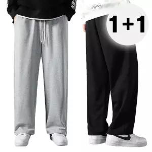 [2개세트] 남성 빅사이즈 기모 와이드팬츠 트레이닝 바지 (2color)