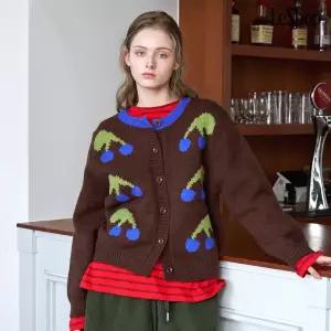 [르샵]빈티지 무드 배색 패턴 니트 가디건 (DP4CK038A)