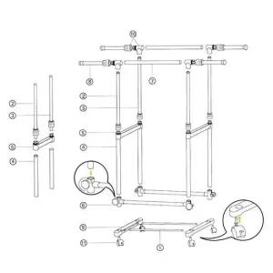 스텐 옷행거 선반행거 이동식행거 바퀴고정 2단 옷걸이행거 이동식행거 2단행거 스텐행거