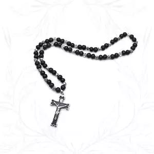 묵주 십자가 목걸이 검정 원목 비즈 종교용품 기도용 천주교 성물 예수 십자수상 남녀공용 신앙