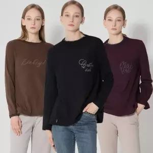 3SET  LeOT)]  네크립 소프트 기모 자수 풀오버 3종세트