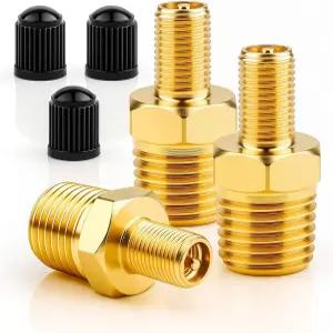 3pcs 황동 공기 인플레이터 어댑터 슈레이더(M) 타이어 커넥터용 표준 밸브에 1 /4 NPT(M) - 프레스타