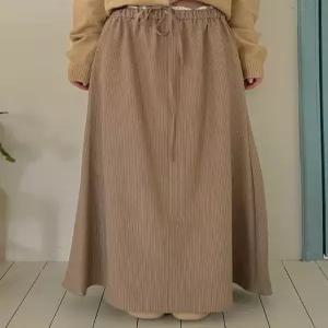 [엘루이즈][엘루이즈] [배색 프릴 밴딩] 로잔느 스트라이프 맥시 H라인 스트링 스커트(3color)