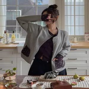 [엘루이즈][엘루이즈] [레이어드일체형] 포인드 도트 이중 도톰 가디건(4color)