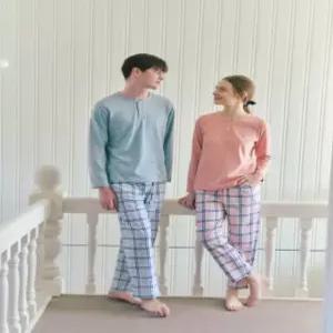 (커플바지) 피부자극제로 누구나 입기편안 면 체크바지 홈웨어-(VEPA101WM)