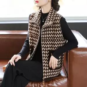 DRMJN034 빅 사이즈 겨울 루즈핏 집업 밍크 페이크 에코퍼 조끼