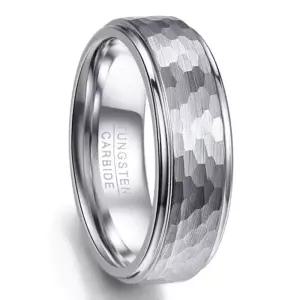 Nuncad(눈카드) 반지 남자 링 텅스텐 다면컷팅 육각형 머드질감 무광 컬러 실버 폭 8mm 20호
