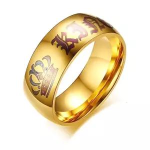 Rockyu 주얼리 브랜드 반지 남자 골드 금 엘레강스 캐리어 왕관 각인 반지 19호 스테인레스 시탄폭넓이 갑