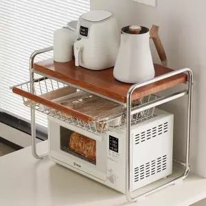 [토마]우드 상판 전자레인지 선반/주방 수납장 정리 양념통정리랙 오븐 밥