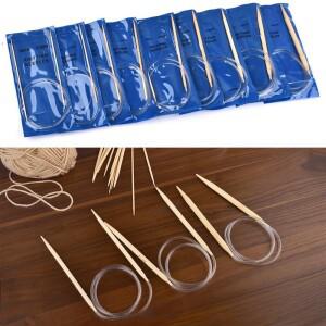 대나무 PVC 튜브 원형 바늘 2mm-8mm 반지  더블 커브 크로 셰 후크 80cm 긴  바느질 도구