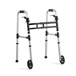 접이식 노인용 로요다 워커, 바퀴가 달린 알루미늄 경량 조절 가능한 높이 및 너비 표준 350파운드 용량, 실버