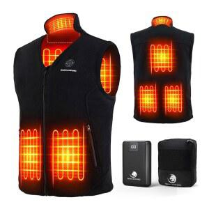 스노우 레오파드 남성용 7.4V 조끼 전기 하이킹/스키/사냥용 팩 배터리 온열 16000mAh 충전식 조끼, 포함,