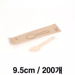 현이몰 나무스푼 9.5cm 개별 포장 200개 수저 스푼 포크 일회용수저 디저트스푼 고급스푼 일회용품