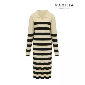 [하프클럽/마리지아]스트라이프 롱 니트 원피스 MOPA80007