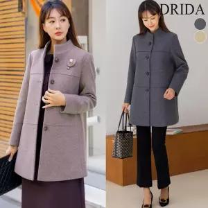 드리다 겨울 카라 빅사이즈 모직 울 하프 코트 40-50대 중년 여성 하객 상견례 오피스 모임 선물1119030