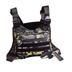 [미국배송] 라이보셩 다목적 야외 스포츠 가슴 가방 남성/여성용 전술 조끼 - 달리기 하이킹 자전거 타기를 위한 EDC 여행 팩(카모)