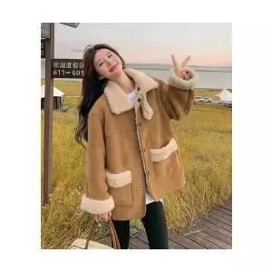 여성 야구 점퍼 알갱이 스웨이드 퍼 후드 코트 MODU4