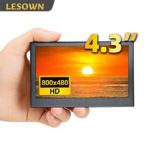 터치스크린LESOWN 미니 43 컴퓨터 디스플레이 800x480 라스베리 파이 노트북  데스크탑 확장 용 추가 측면