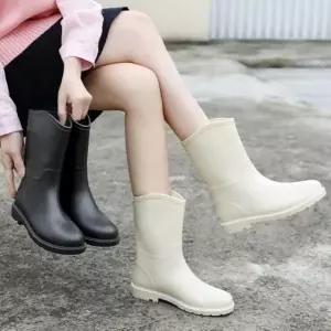 여성 캐주얼 미들 가을 다용도 패션 장마 레인부츠 신발 (WFJ4RX9)