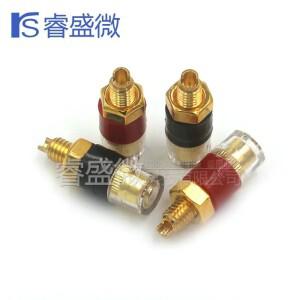 소형 순동 금도금 앰프 스피커 반투명 크리스탈 단자대 바나나 플러그 소켓 1 개