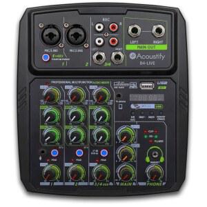 [미국배송] 블루투스 USB 재생 녹음 48V 팬텀 파워 및 이펙트가 포함된 B4-라이브 4채널 DJ 믹서 - 라이브 사운드 팟캐스트 스튜디오 녹음을 위한 전문 오디오