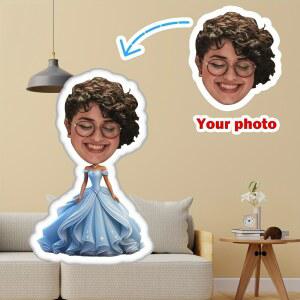 맞춤형 파란색 드레스 공주 초상화 쿠션, 생일, 여자친구 기념 발렌타인데이 선물