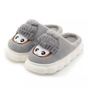 택1 실내화 모자인형 털실내화 그레이 거실화 (WFJQWUR)