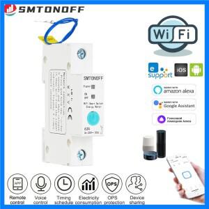 와이파이 회로 차단기 스마트 딘 레일 스위치 타이머 에너지 미터 음성 제어 알렉사 에코 스마트 홈용 구글