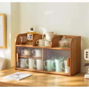 빈티지 그릇 수납장 미닫이 찬장 사이드 고급 우드 카페 보관함