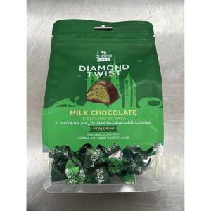 다이아몬드 트위스트 피스타치오 쿠나파 두바이 초콜릿 u2013 스몰 바 패킷 중동 디저트와 바삭한 & 필링 선물 및 간식으로 완벽합니다