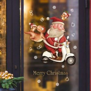 크리스마스 창 스티커 산타 클로스 눈송이 유리 거울 스티커, 어린이 장식 데칼, 새해 방