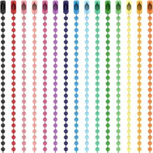 150pcs 컬러 볼 비즈 체인 개 태그용 커넥터가 있는 2.4mm 금속 목걸이 DIY 공예 보석 열쇠고리 걸이