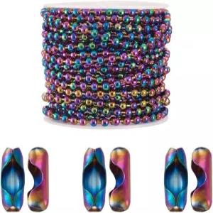 키시티 5m 304 스테인리스 스틸 볼 체인 컬러풀 비즈 DIY 공예용 목걸이 10pcs 커넥터로 보석 제작