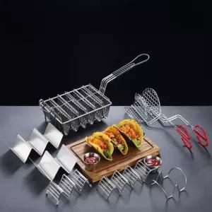 타코 튀김바스켓 U자형 몰드 구분형 튀김틀 받침대