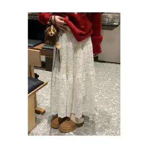 여성용 쉬폰 스커트 프렌치 뽀글이 레이스 가을 겨울 배핏 슬림핏 A라인 KS4