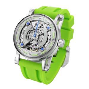 남성용 자동 기계식 골격 시계 티타늄 스틸 50M 방수 남성 손목시계 야광 아날로그 배터리 실리콘 스트랩 없음, FM501 그린