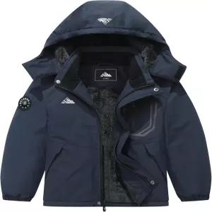 큐컴 보이 겨울 스키 재킷 따뜻한 스노우 코트 두꺼운 방풍 후드 지퍼 포켓이 있는 방수 아우터