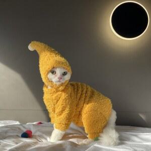 고양이 옷 강아지 모자 셔츠 따뜻한 다리 실내복 반려동물 겨울 수트 스웨트 애견