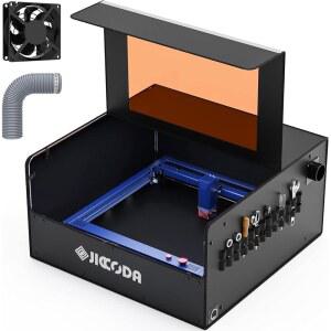 JICCODA 조각기 인클로저, 통풍구가 있는 대형 방화 및 방진 스모크 커터 기계 보호 커버, 연기와 냄새 차단, 눈 보호, 28.3x27.6x14 인치 액세서리