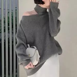 한쪽 오프숄더 니트 루즈핏 세련 소매 시보리 (KYR-WFFT5TS)