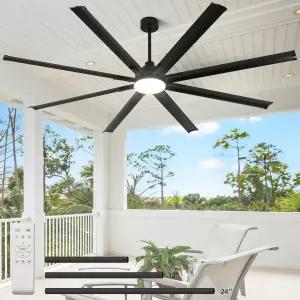 리에나자 96인치 대형 산업용 천장 선풍기 리버서블 DC 모터 다운로드 3개 속도 리모컨 6개 알루미늄