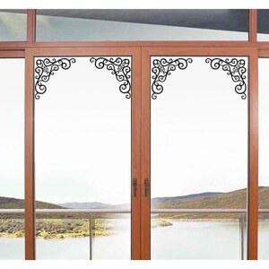 비비타임 블랙 바이닐 바인 월 아트 포샵 쇼케이스 전시 창문 거실 유리문 주방 캐비닛 침실 옷장 4 모서리 테두리 스티커, 수령 시트: 10