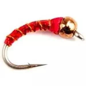 풀링 밀스 레드 구리 얼룩말 미지 텅스텐 비드 헤드 플라이 사이즈 20 (12 개)