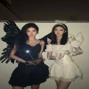 할로윈 화이트 드레스 코스튬 천사 성인 여성 레이스