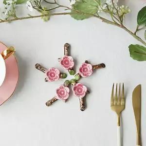 5인까지 사용할수 있는 벚꽃 수저받침 5P세트 젓가락받침 도자기수저받침 도자기젓가락받침