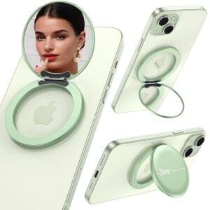 [미국배송] MAGSAFE 미러 마운트와 호환되는 XWE 휴대폰 스탠드 [스크래치 방지 및 휴대용] 소녀 여성 마그네틱 여행용 메이크업 데스크 아이폰호환 16/15/14/13/12 PLUS PRO MAX(그린)에 적합