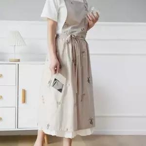 자수앞치마 린넨 꽃무늬 어린이집 유치원 원피스