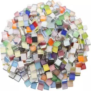 펀스트리트 2.2LB (1200개) 혼합 색상 모자이크 타일 공예용 작은 정사각형 조각 1cm 3인치/8인치