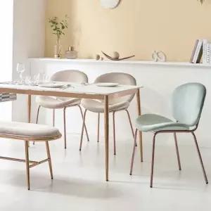 GF317 화이트로즈골드 4인용식탁세트 주방디너테이블