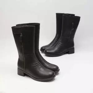 /베리콕 여성 가죽 롱부츠 키높이 옆지퍼 주름 패션부츠